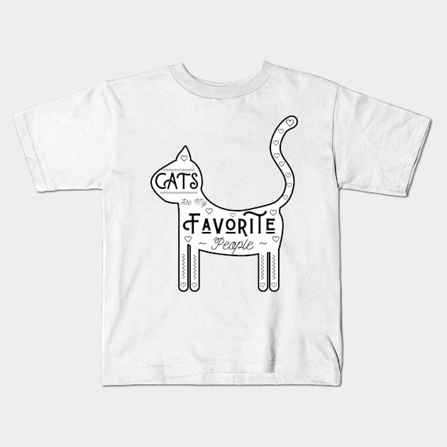 Cats Are My Favorite People, White Background, US Spelling Kids T-Shirt by Tee's Tees